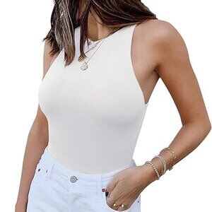 NWT - REORIA - White Basic Halter Bodysuit